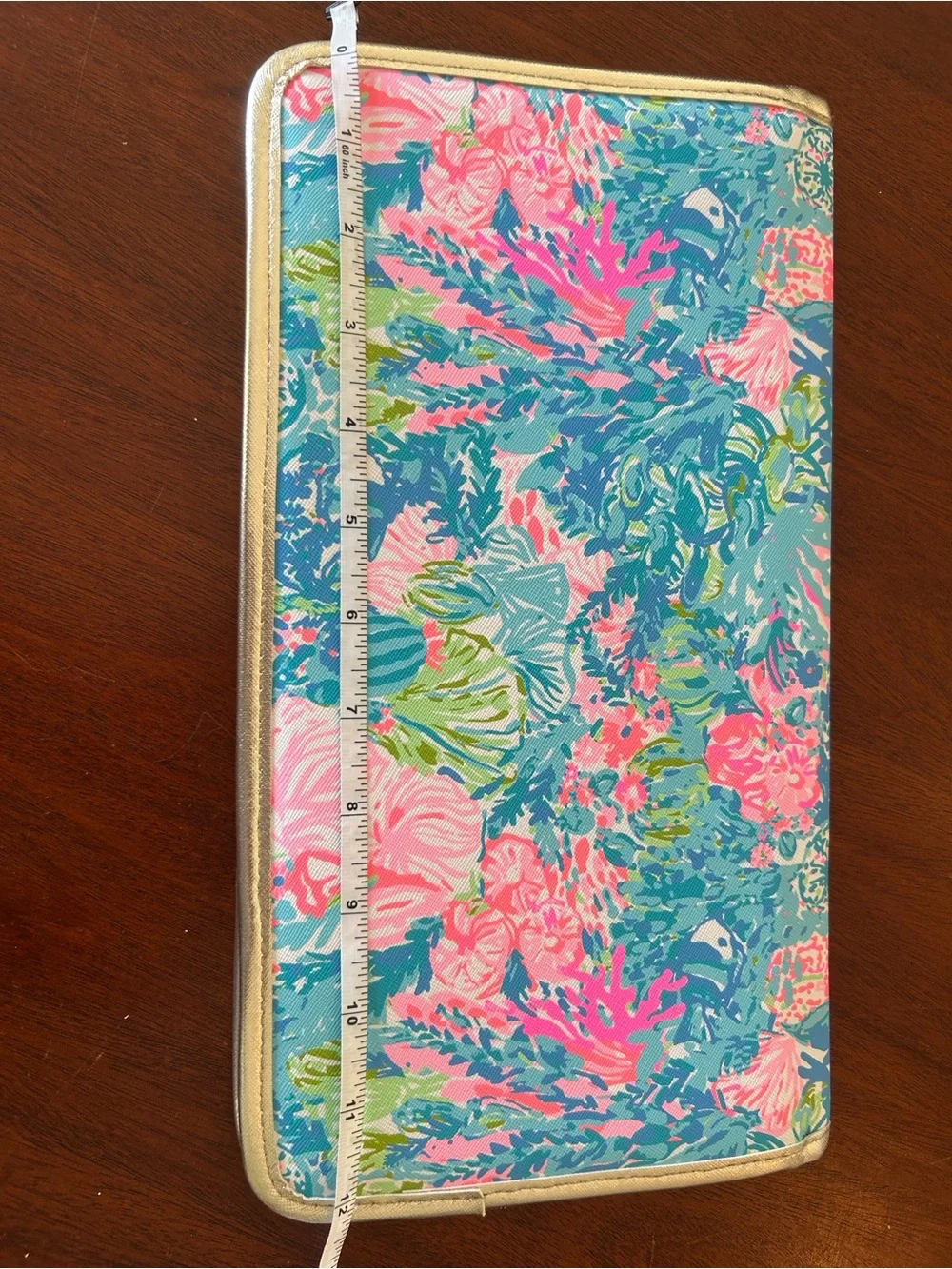 Lilly Pulitzer Travel Cosmetic Organizer Fold Up Makeup Case Gold Trim